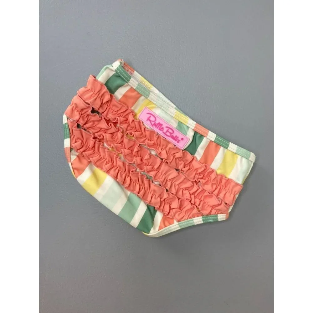 Ruffle Butts baby girls 6-12 month ruffle striped swim‎ bottoms